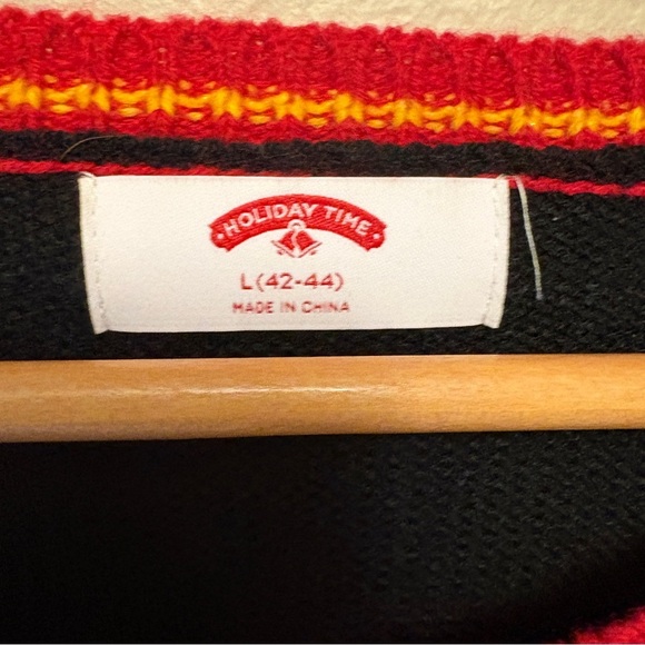 Ugly Christmas Sweater Dinosaur T-Rex Dino Santa Hat Plaid, Mens size Large - Picture 4 of 10